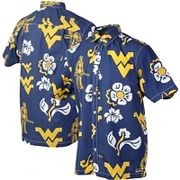 Men's Wes & Willy Navy West Virginia Mountaineers Floral Button-Up Shirt