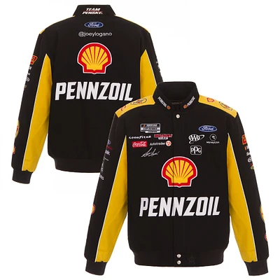 Men's JH Design Black Joey Logano Shell-Pennzoil Twill Uniform Full-Snap Jacket