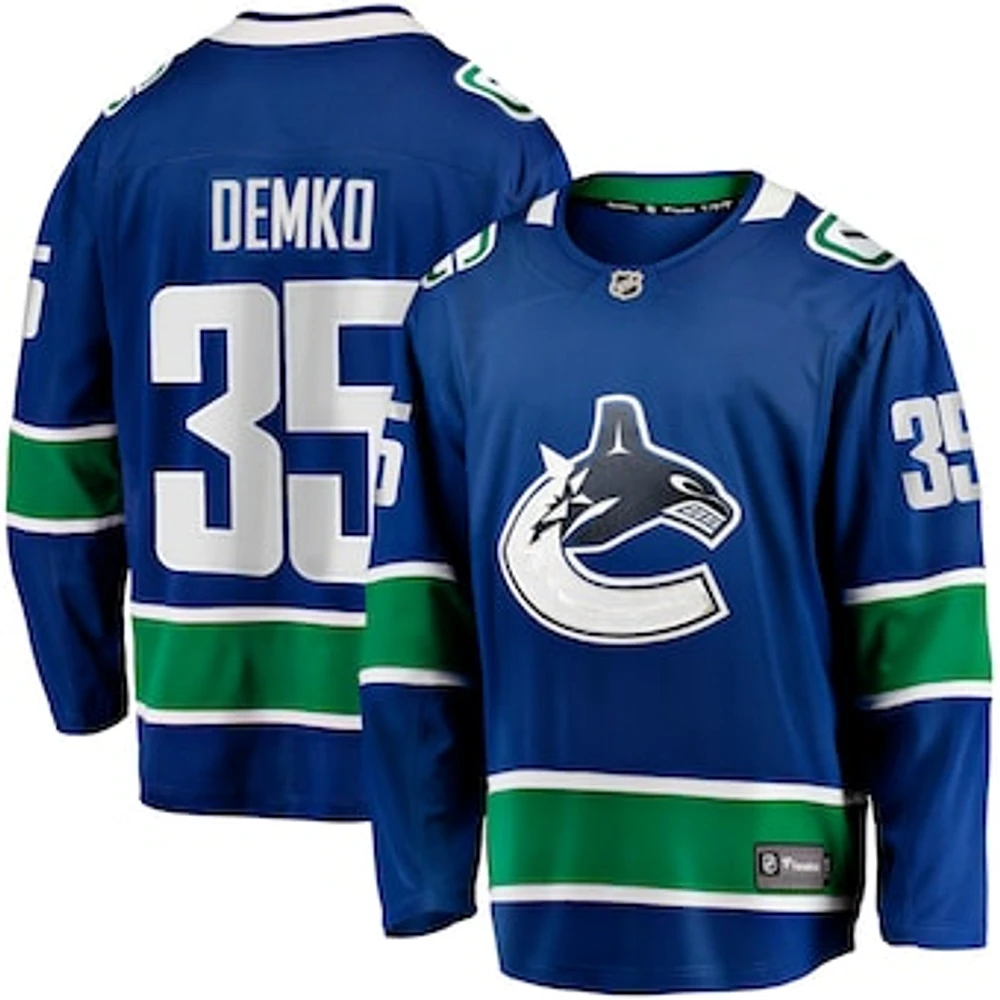 Men's Fanatics Thatcher Demko Blue Vancouver Canucks Home Breakaway