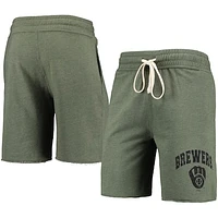 Men's Concepts Sport Heathered Olive Milwaukee Brewers Mainstream Tri-Blend Shorts