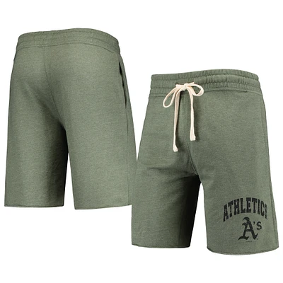 Men's Concepts Sport Heathered Olive Oakland Athletics Mainstream Tri-Blend Shorts