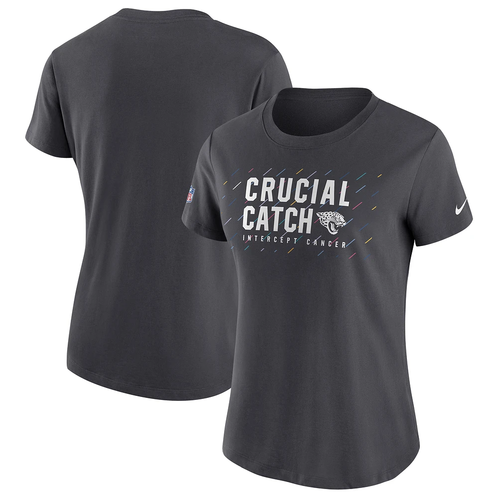 Women's Nike Anthracite Jacksonville Jaguars NFL Crucial Catch Performance T-Shirt