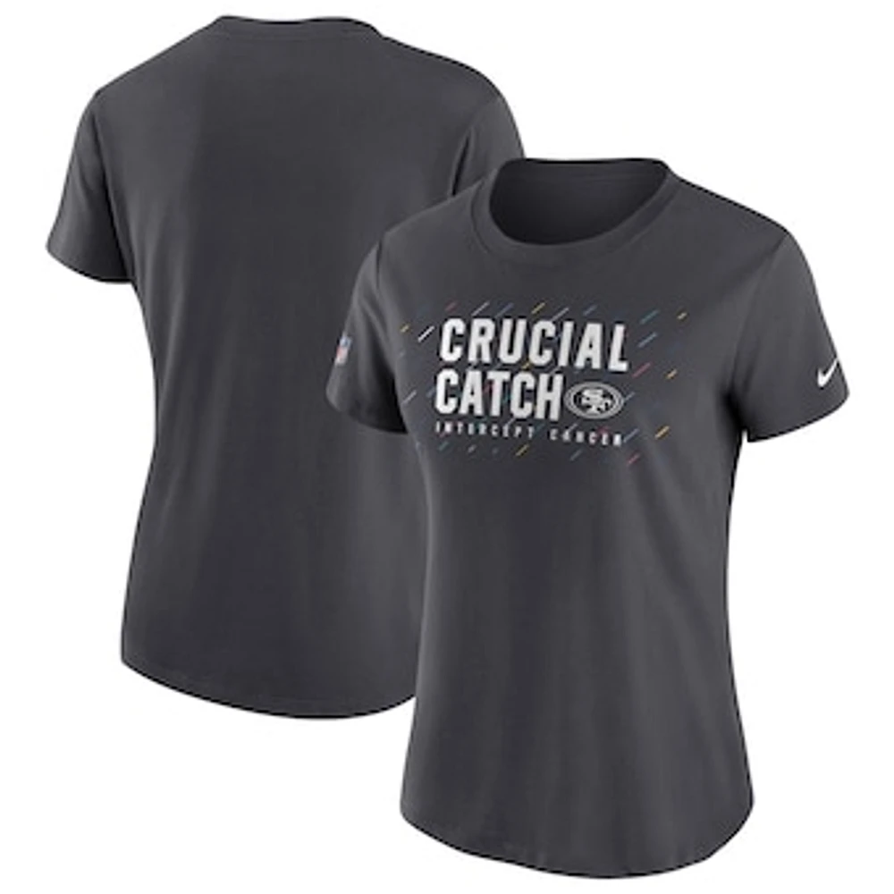 Women's Nike Anthracite San Francisco 49ers NFL Crucial Catch Performance T-Shirt