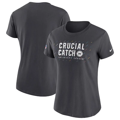 Women's Nike Anthracite Washington Football Team NFL Crucial Catch Performance T-Shirt