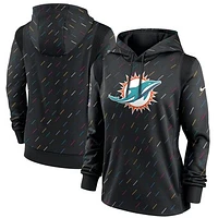 Women's Nike Anthracite Miami Dolphins NFL Crucial Catch Therma Pullover Hoodie