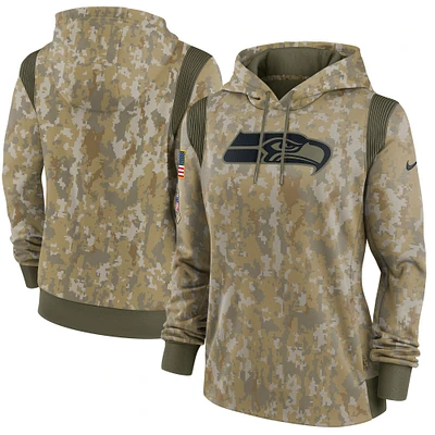 Women's Nike Olive Seattle Seahawks Salute To Service Therma Performance Pullover Hoodie