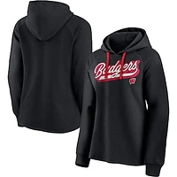 Women's Fanatics Black Wisconsin Badgers Script Raglan Pullover Hoodie