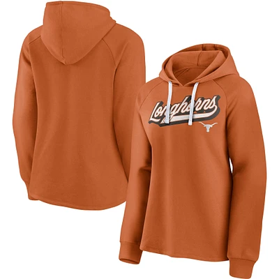 Women's Fanatics Texas Orange Texas Longhorns Script Raglan Pullover Hoodie