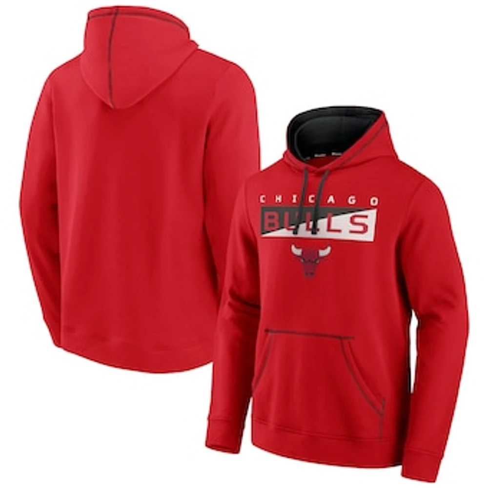 Men's Fanatics Red Chicago Bulls Split the Crowd - Pullover Hoodie