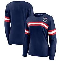 Women's Fanatics Navy Washington Wizards Block Party Chest Logo Striped Long Sleeve T-Shirt