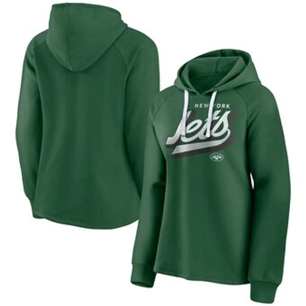 Women's Fanatics Green New York Jets First Contact Raglan Pullover Hoodie