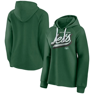 Women's Fanatics Green New York Jets First Contact Raglan Pullover Hoodie