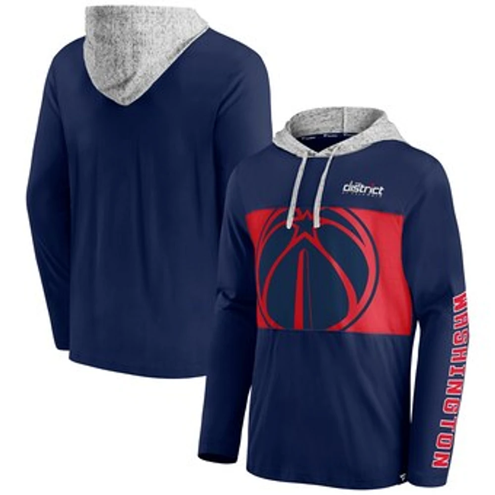 Men's Fanatics Navy/Heathered Gray Washington Wizards Block Party Pullover Hoodie