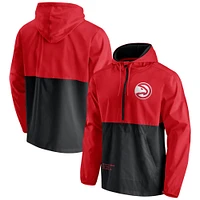 Men's Fanatics Red/Black Atlanta Hawks Anorak Windbreaker Half-Zip Hoodie Jacket