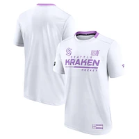 Men's Fanatics White/Purple Seattle Kraken 2021 Hockey Fights Cancer Performance T-Shirt