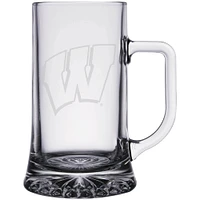 Wisconsin Badgers Frosted Etched Stein Glass