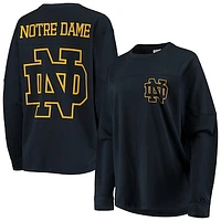 Women's Pressbox Navy Notre Dame Fighting Irish The Big Shirt Oversized Long Sleeve T-Shirt