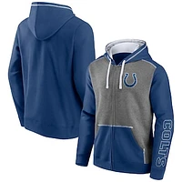 Men's Fanatics Heathered Charcoal/Royal Indianapolis Colts Expansion Full-Zip Hoodie