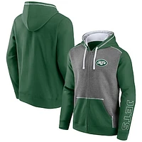 Men's Fanatics Heathered Charcoal/Green New York Jets Expansion Full-Zip Hoodie