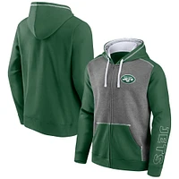 Men's Fanatics Heathered Charcoal/Green New York Jets Expansion Full-Zip Hoodie