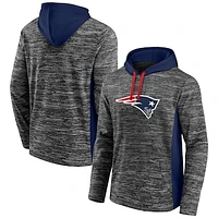 Men's Fanatics Heathered Charcoal/Navy New England Patriots Instant Replay Pullover Hoodie