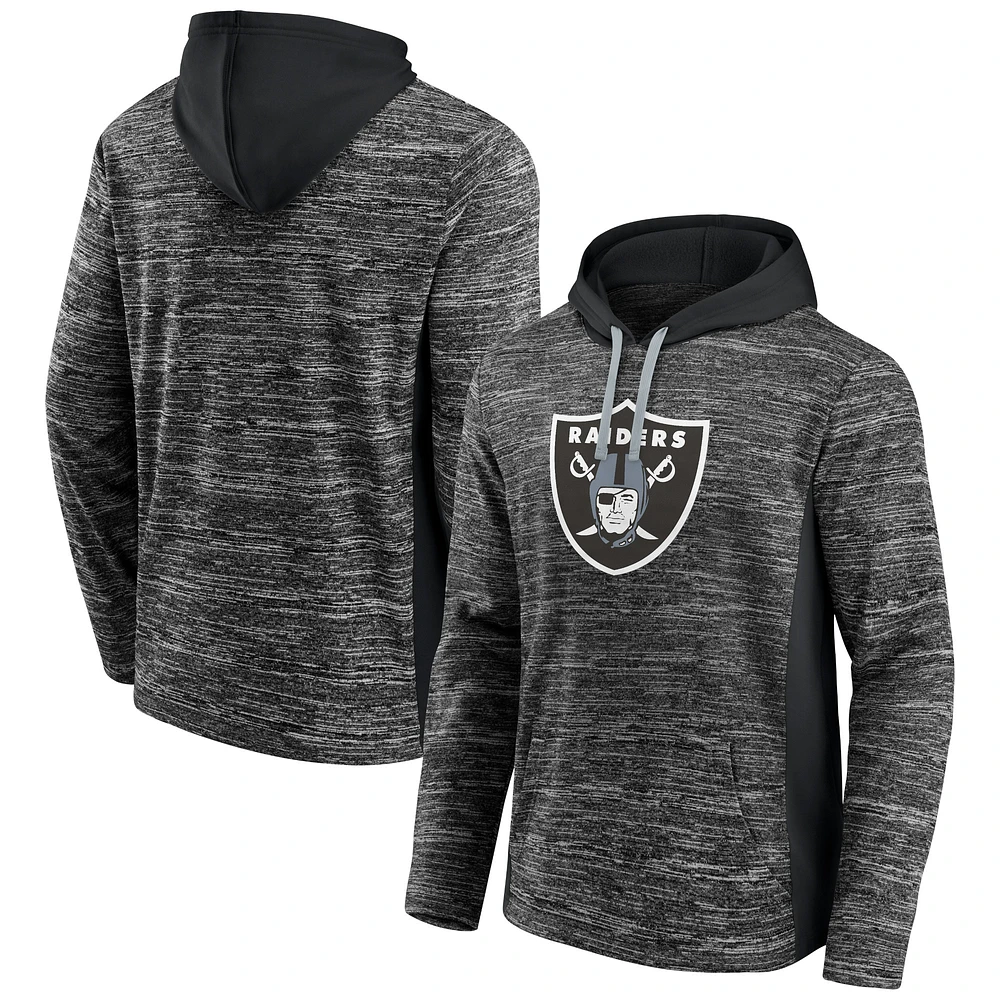 Men's Fanatics Heathered Charcoal/Black Las Vegas Raiders Instant Replay Pullover Hoodie