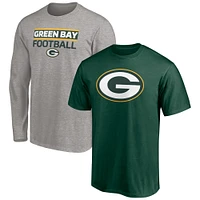 Men's Fanatics Green/Heathered Gray Green Bay Packers T-Shirt Combo Set