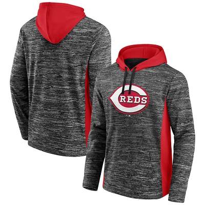 Men's Fanatics Gray/Red Cincinnati Reds Instant Replay Colorblock Pullover Hoodie