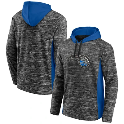 Men's Fanatics Heathered Charcoal/Blue Orlando Magic Instant Replay Colorblocked Pullover Hoodie