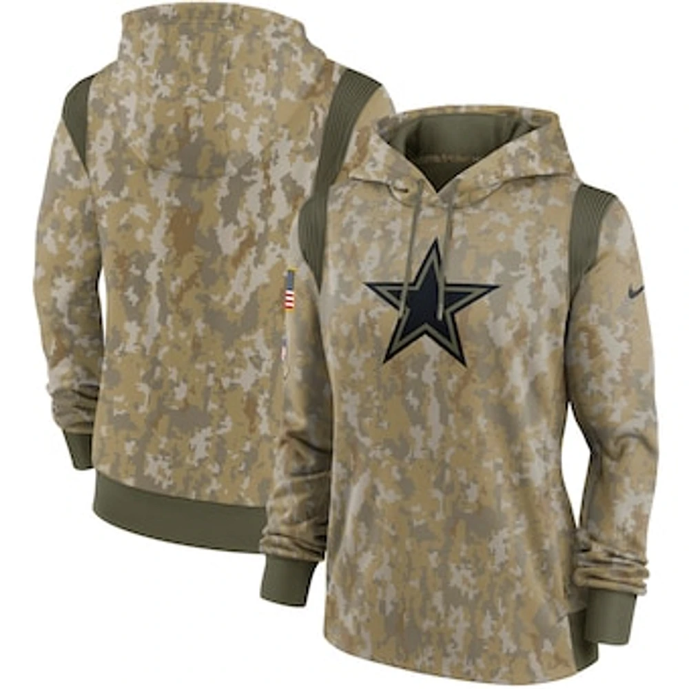 Women's Nike Camo Dallas Cowboys 2021 Salute To Service - Therma Performance Pullover Hoodie