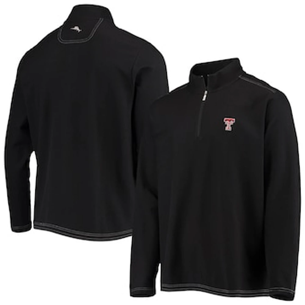 Men's Tommy Bahama Black Texas Tech Red Raiders Emfielder 2.0 IslandZone Quarter-Zip Jacket