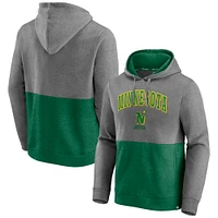 Men's Fanatics Heathered Gray/Kelly Green Minnesota North Stars Block Party Classic Arch Signature Pullover Hoodie