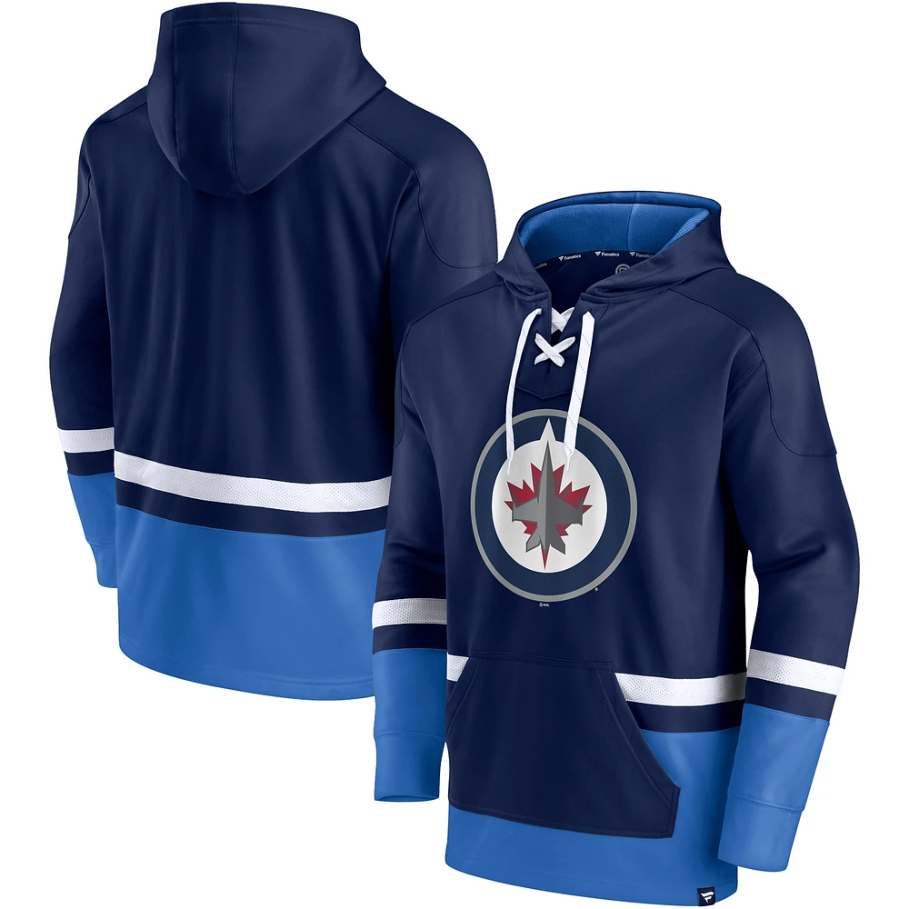 Men's Fanatics Navy Winnipeg Jets First Battle Power Play - Pullover Hoodie