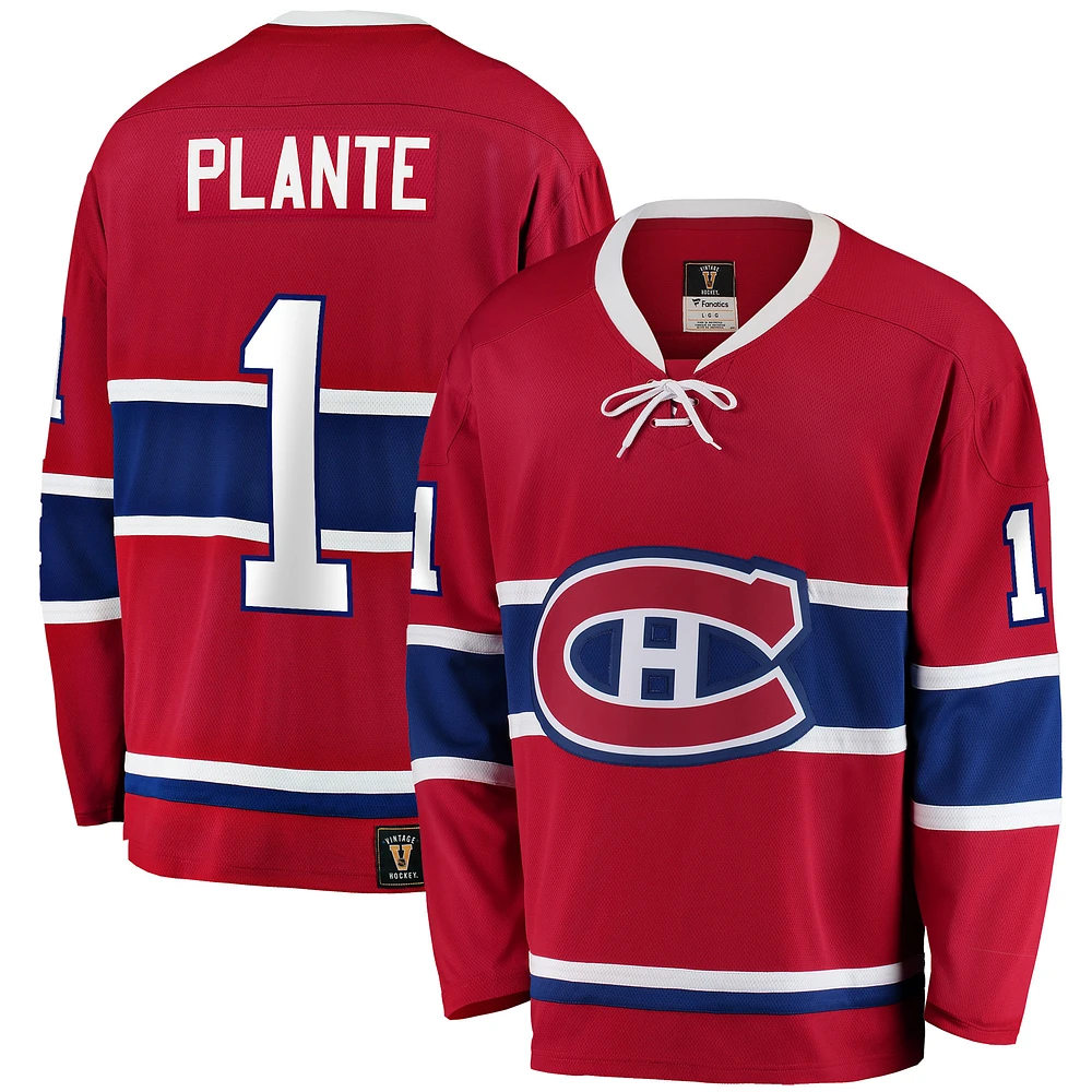 Men's Fanatics Jacques Plante Red Montreal Canadiens Premier Breakaway Retired - Player Jersey