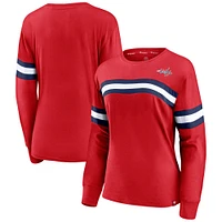 Women's Fanatics Red Washington Capitals Block Party Primary Logo Fashion Long Sleeve T-Shirt