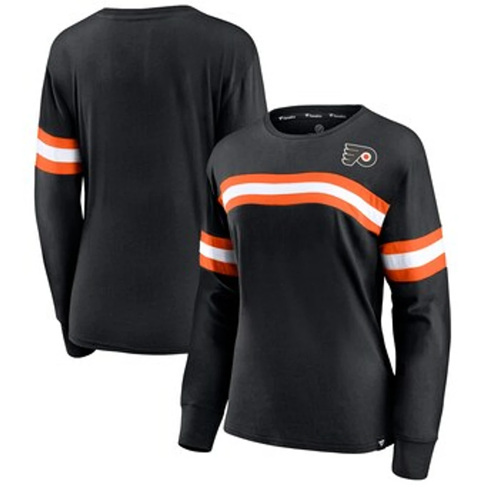 Women's Fanatics Black Philadelphia Flyers Block Party Primary Logo Fashion Long Sleeve T-Shirt