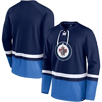 Men's Fanatics Navy/Blue Winnipeg Jets Super Mission Slap Shot - Pullover Sweatshirt