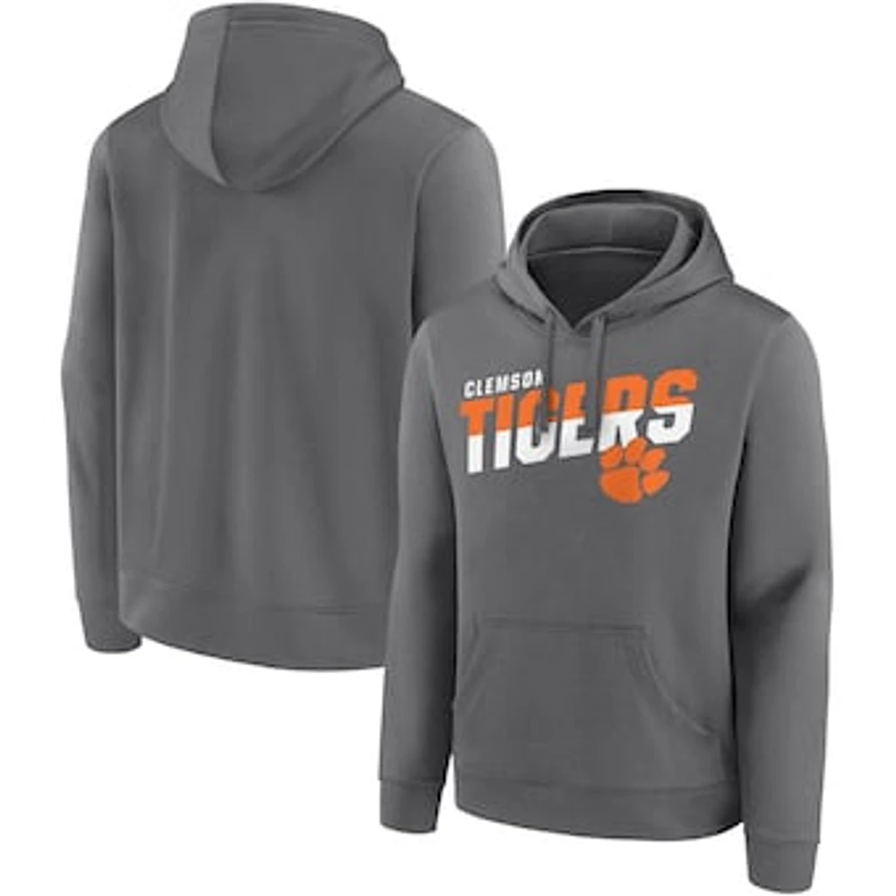 Men's Fanatics Heathered Charcoal Clemson Tigers Quick Slant Pullover Hoodie