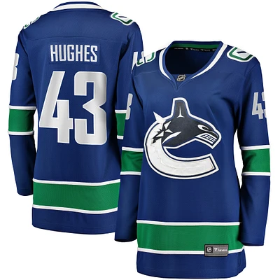 Women's Fanatics Quinn Hughes Blue Vancouver Canucks Home Premier Breakaway Player - Jersey
