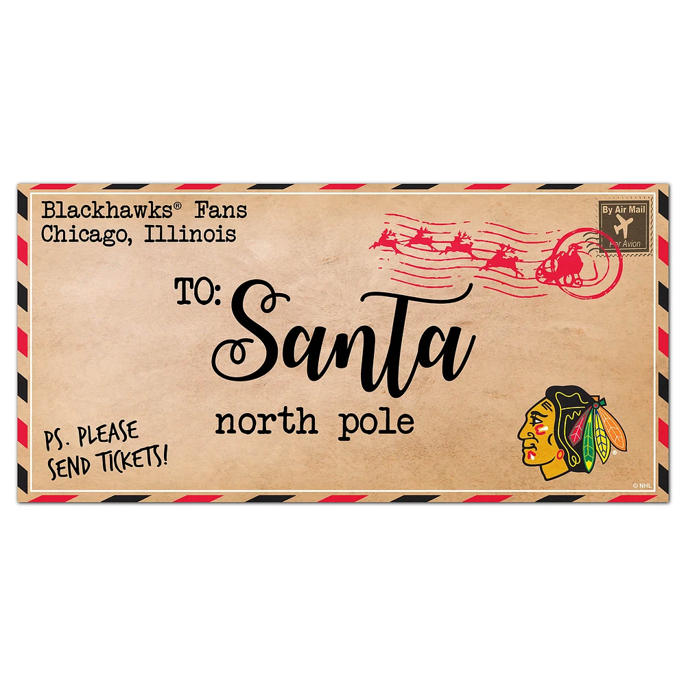 Chicago Blackhawks 6'' x 12'' Letter to Santa Sign
