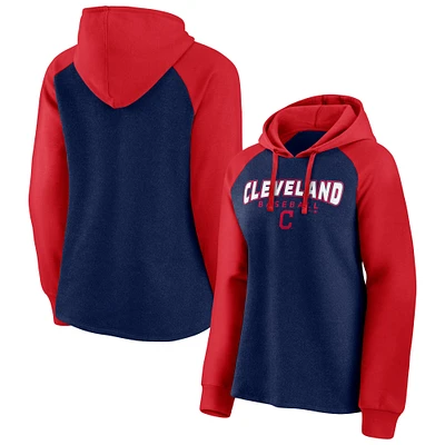 Women's Fanatics Navy/Red Cleveland Indians Recharged Raglan Pullover Hoodie