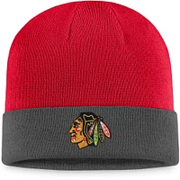 Men's Fanatics Charcoal/Red Chicago Blackhawks Team Cuffed Knit Hat