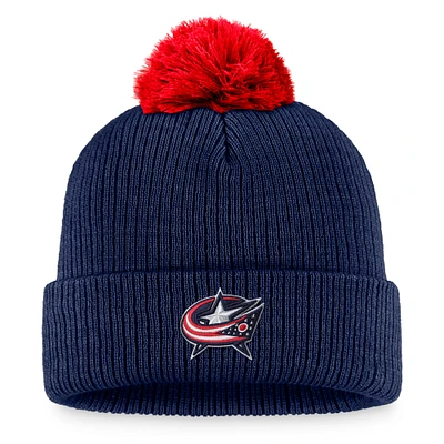 Men's Fanatics Navy Columbus Blue Jackets Team Cuffed Knit Hat with Pom