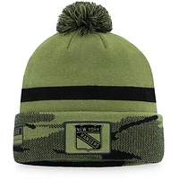 Men's Fanatics Camo New York Rangers Military Appreciation Cuffed Knit Hat with Pom