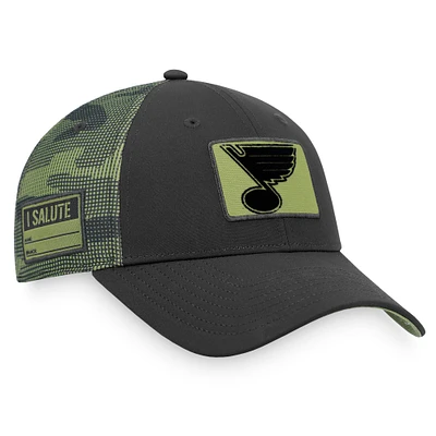 Men's Fanatics Black/Camo St. Louis Blues Military Appreciation Adjustable Hat