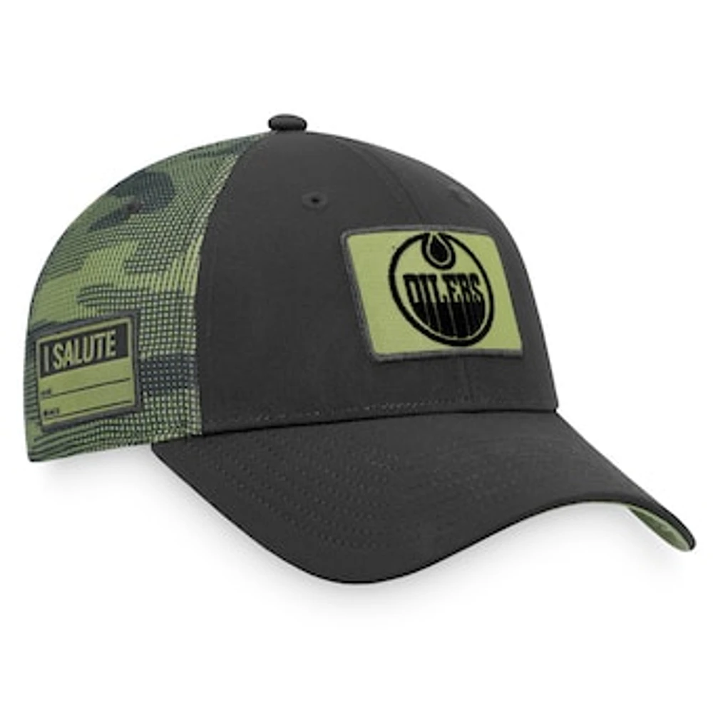 Men's Fanatics Black/Camo Edmonton Oilers Military Appreciation Adjustable Hat