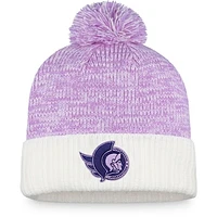 Men's Fanatics Purple/White Ottawa Senators 2021 Hockey Fights Cancer - Cuffed Knit Hat with Pom