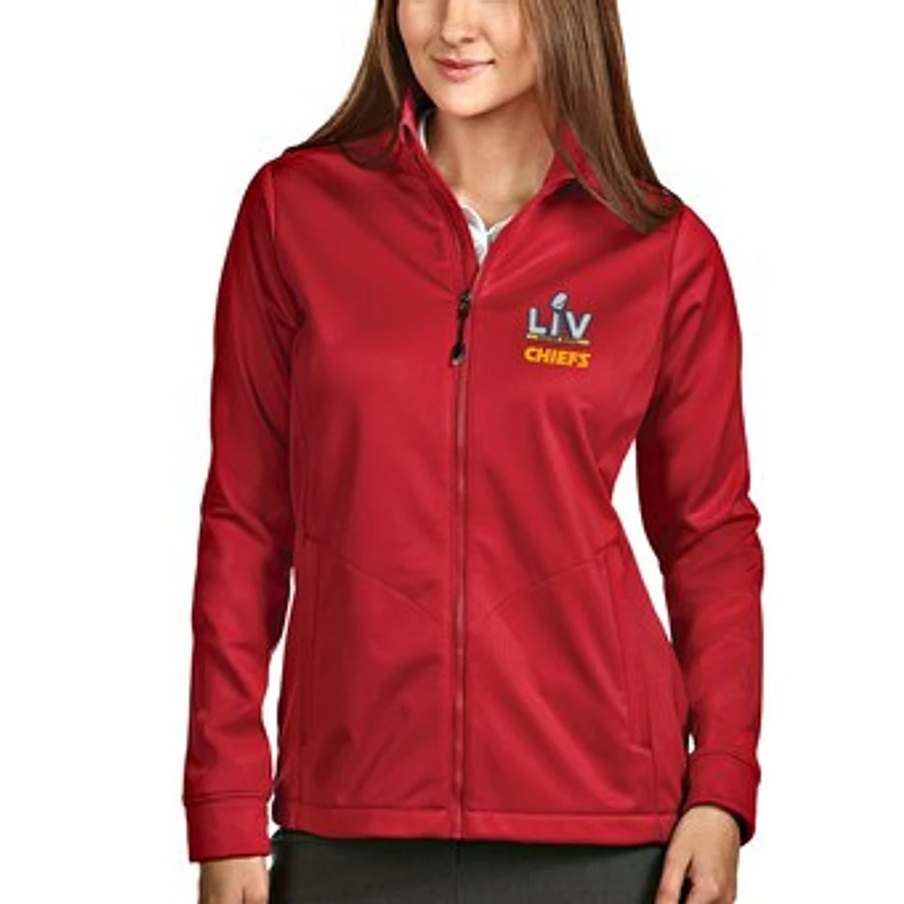 Women's Antigua Red Kansas City Chiefs Super Bowl LV Bound Full-Zip Golf Jacket