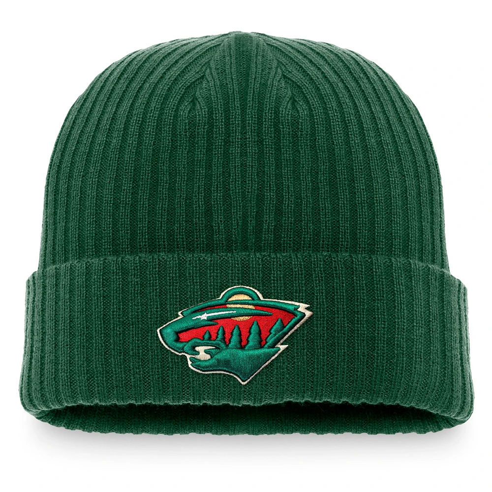 Men's Fanatics Kelly Green Minnesota Wild Core Primary Logo Cuffed Knit Hat