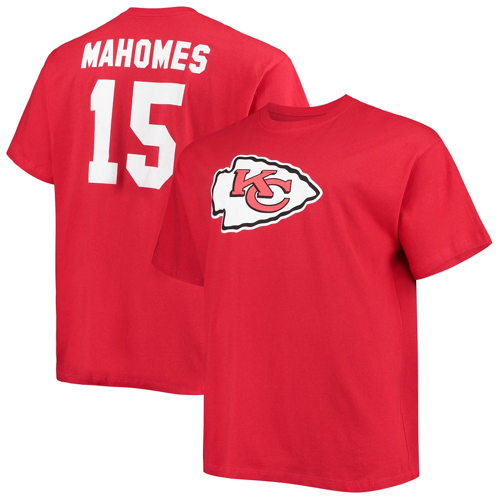 Men's Fanatics Patrick Mahomes Red Kansas City Chiefs Big & Tall Player Name Number T-Shirt